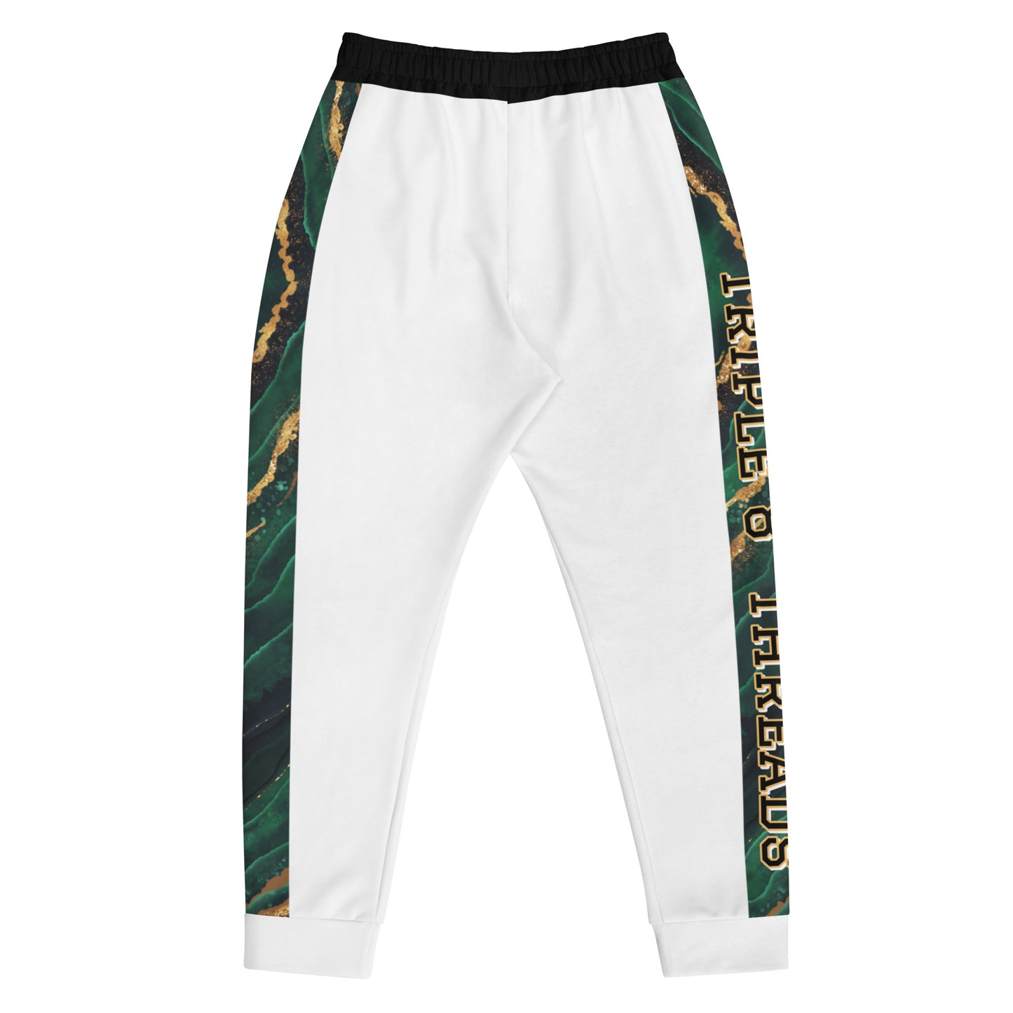 8xquiZit Collection T8T  Emerald Green N Gold Men's Joggers - White