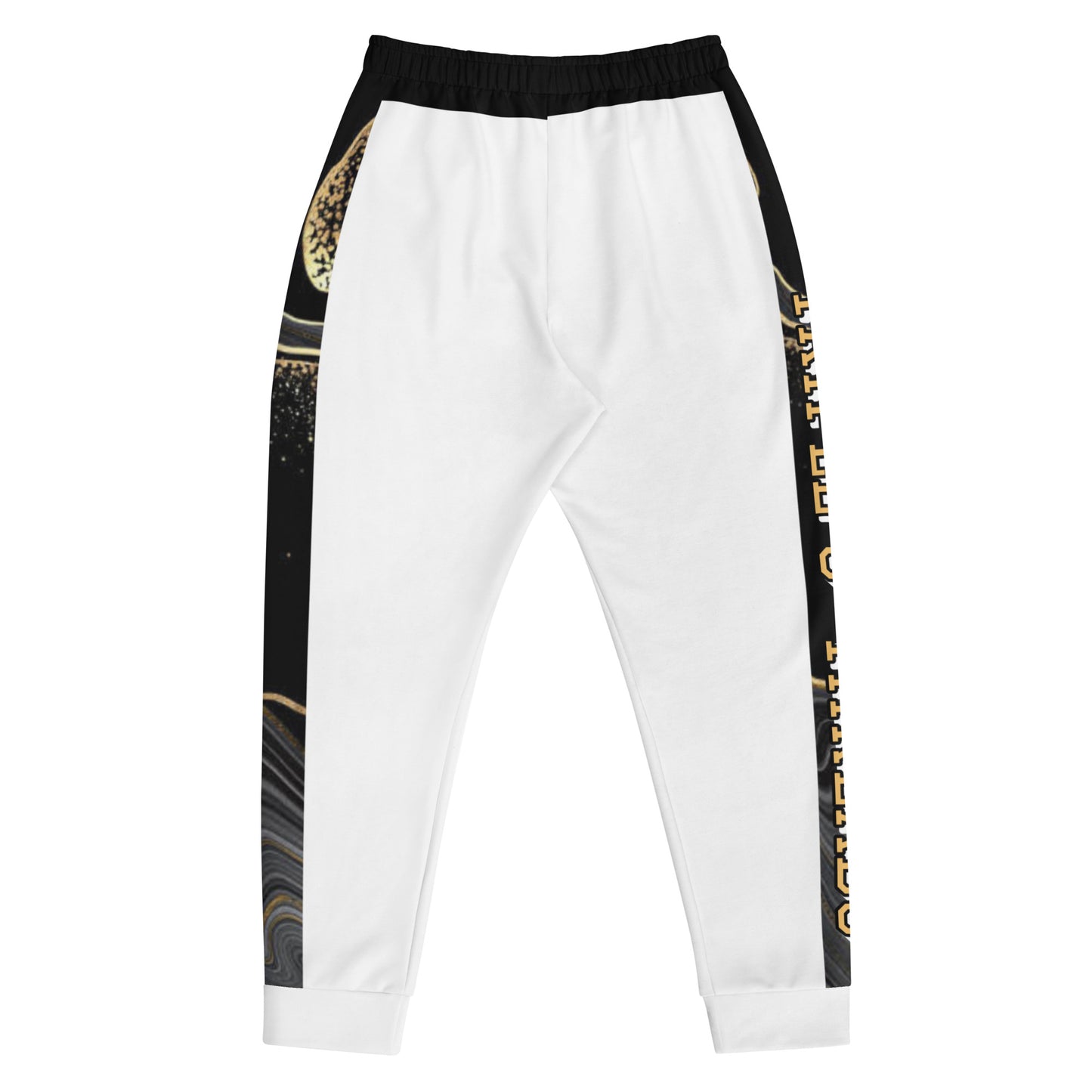 8xquiZit Collection T8T Deep Black N White Marble Men's Joggers - White