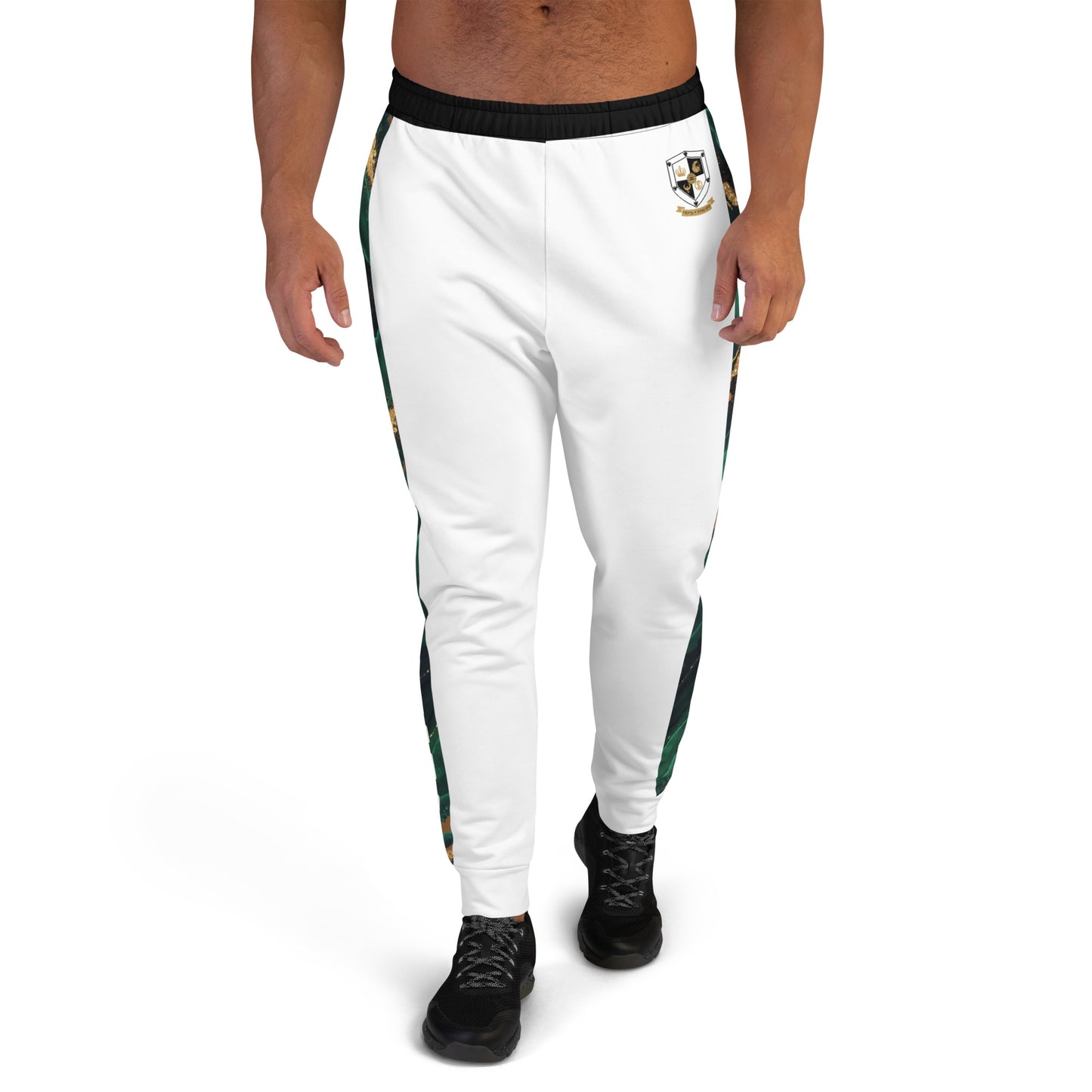 8xquiZit Collection T8T  Emerald Green N Gold Men's Joggers - White