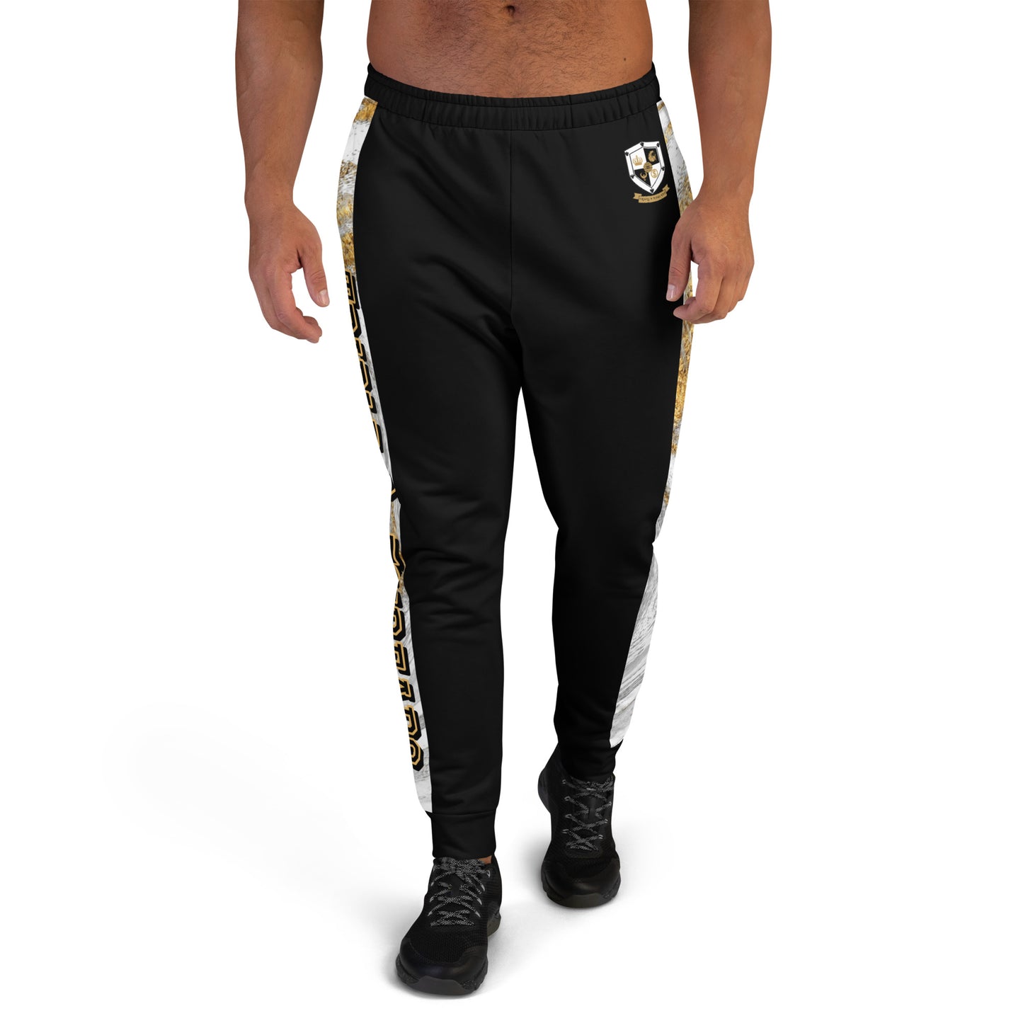 8xquiZit Collection T8T White Marble Men's Joggers - Black
