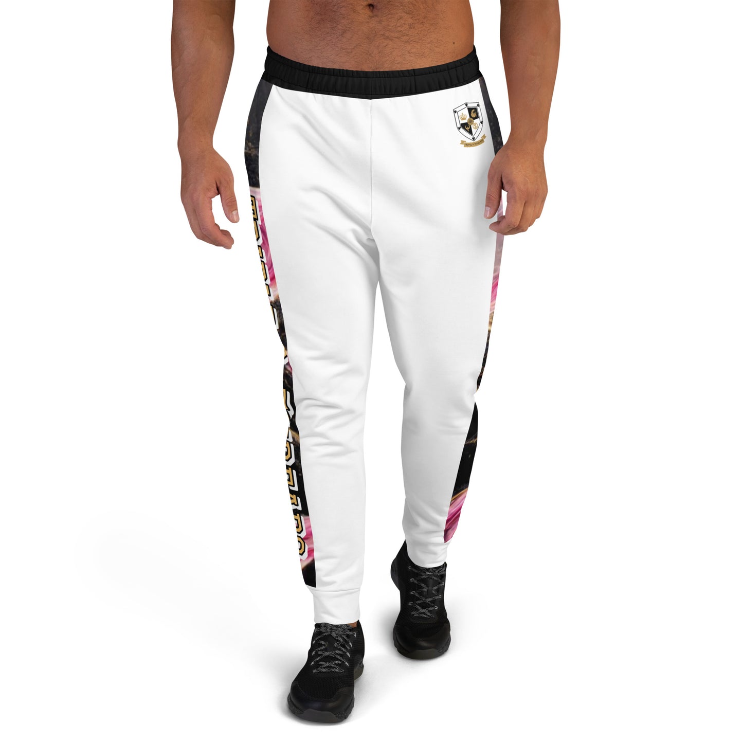 8xquiZit Collection T8T Pynk, Black, N Gold Marble Men's Joggers -White
