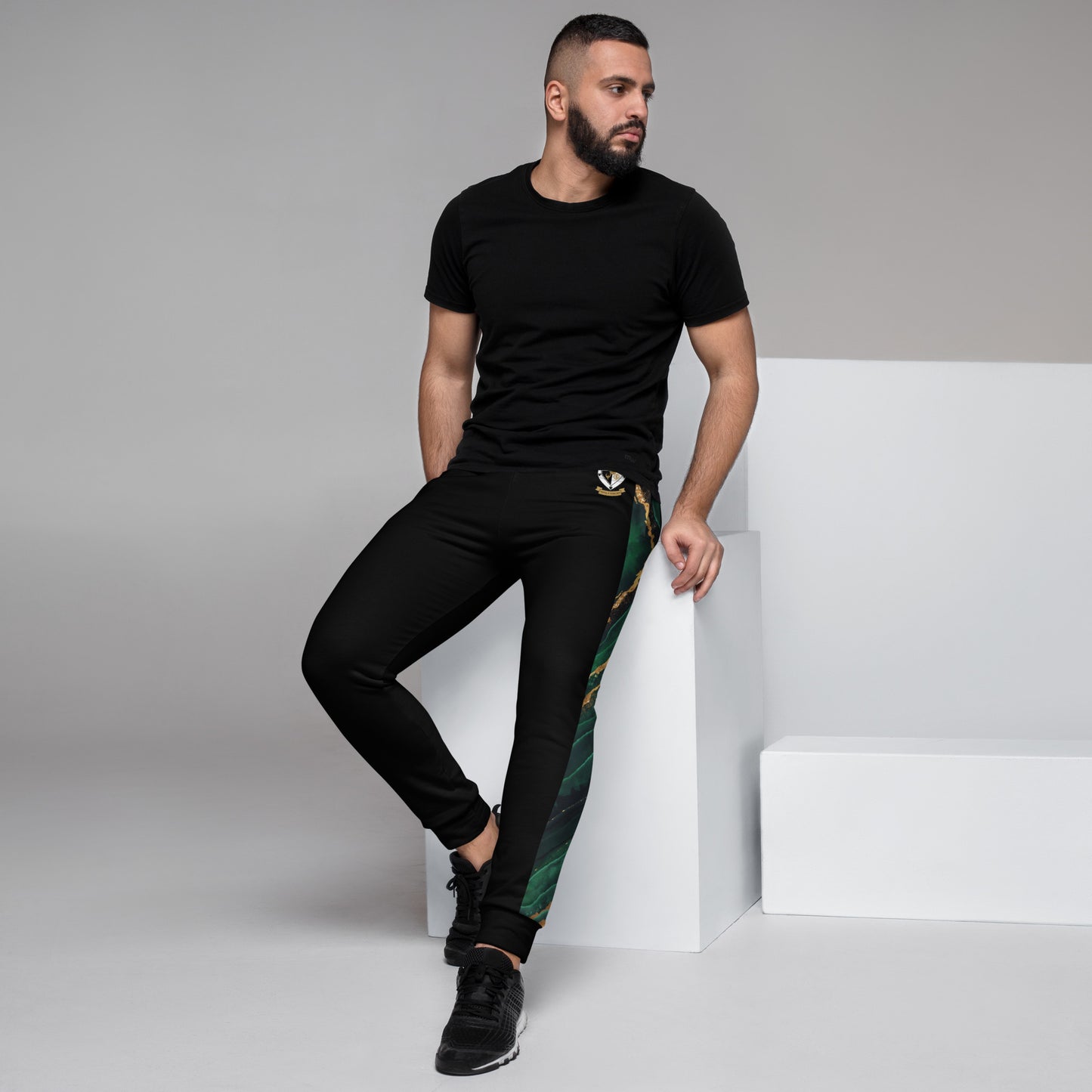 8xquiZit Collection T8T  Emerald Green N Gold Men's Joggers - Black
