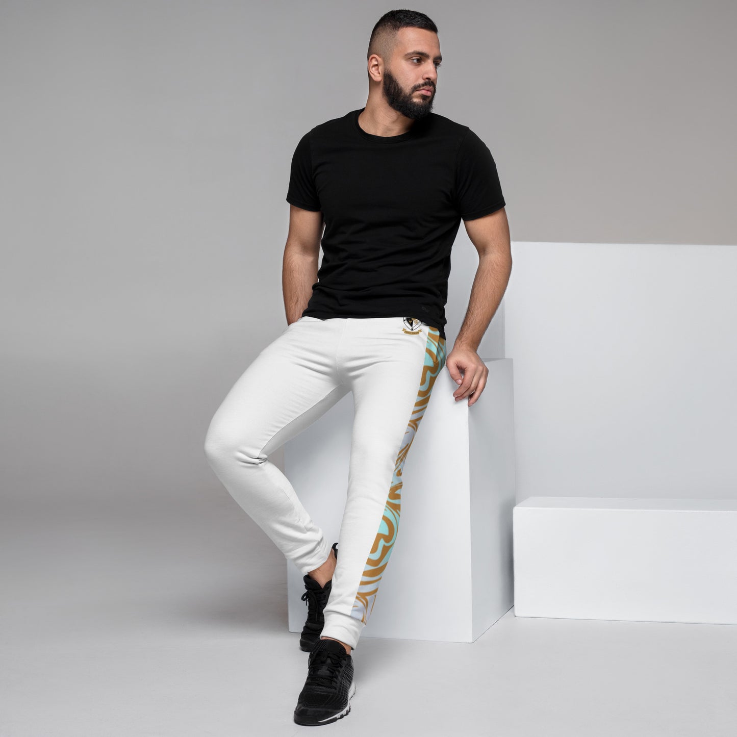 8xquiZit Collection T8T Pynk N Turq Jungle Luv  Men's Joggers - White