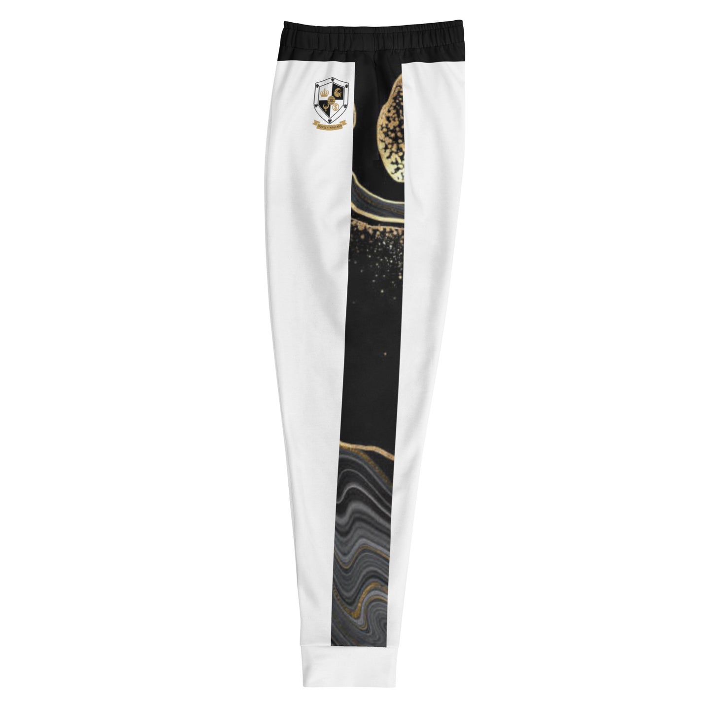 8xquiZit Collection T8T Deep Black N White Marble Men's Joggers - White