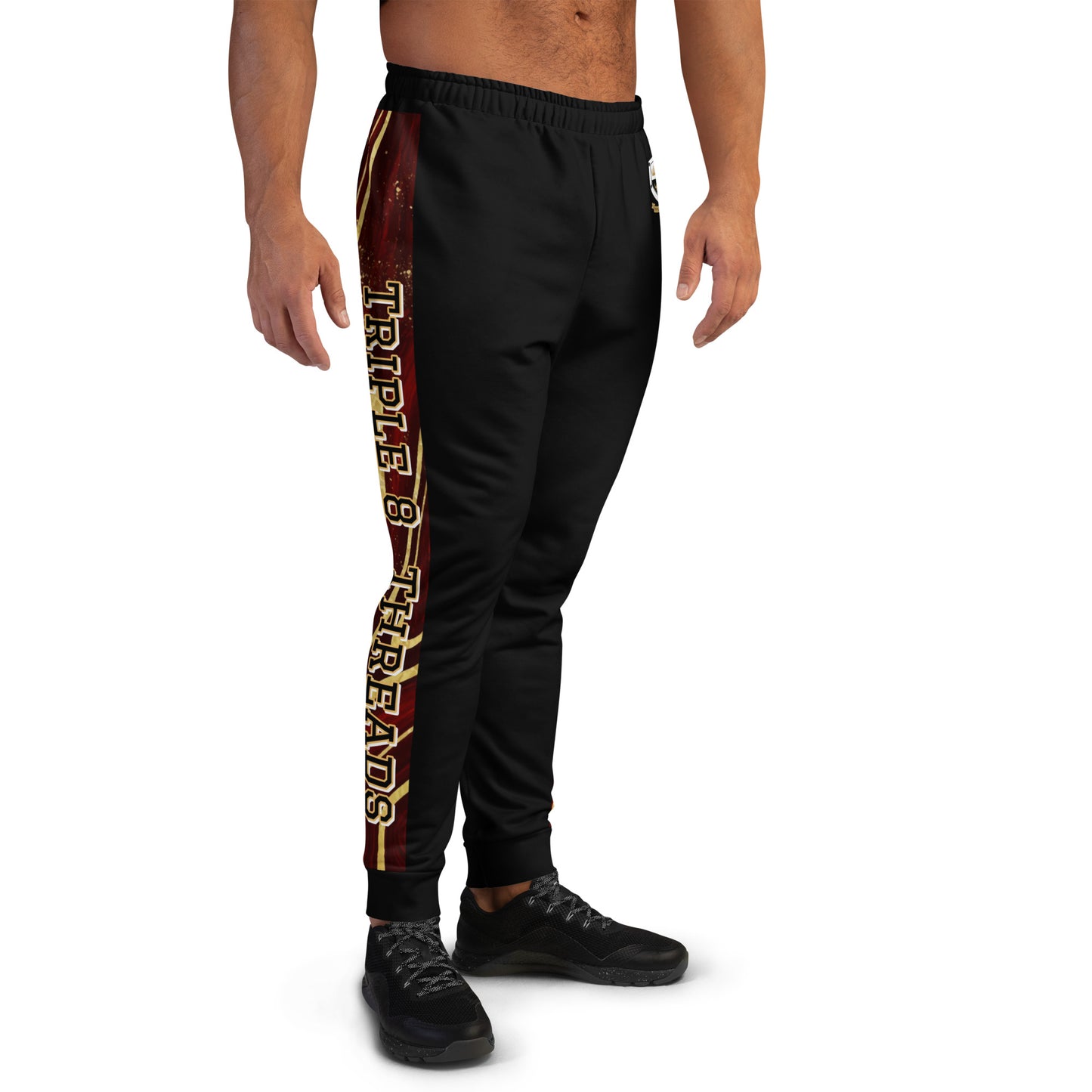 8xquiZit Collection T8T  Ruby Red N Gold Men's Joggers - Black