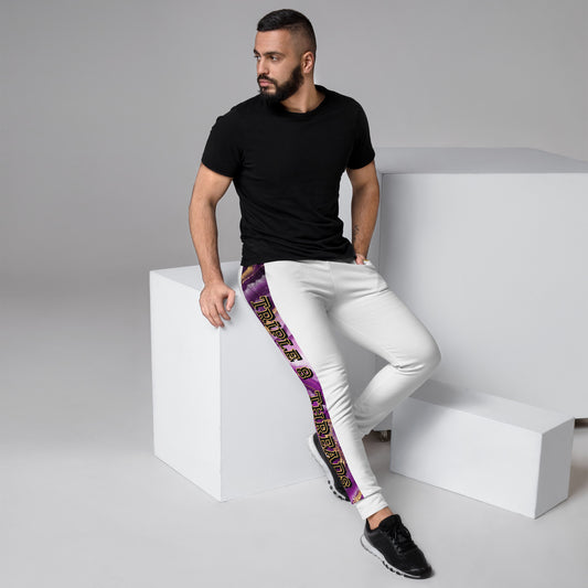 8xquiZit Collection T8T  Royal Purple N Gold Men's Joggers - White