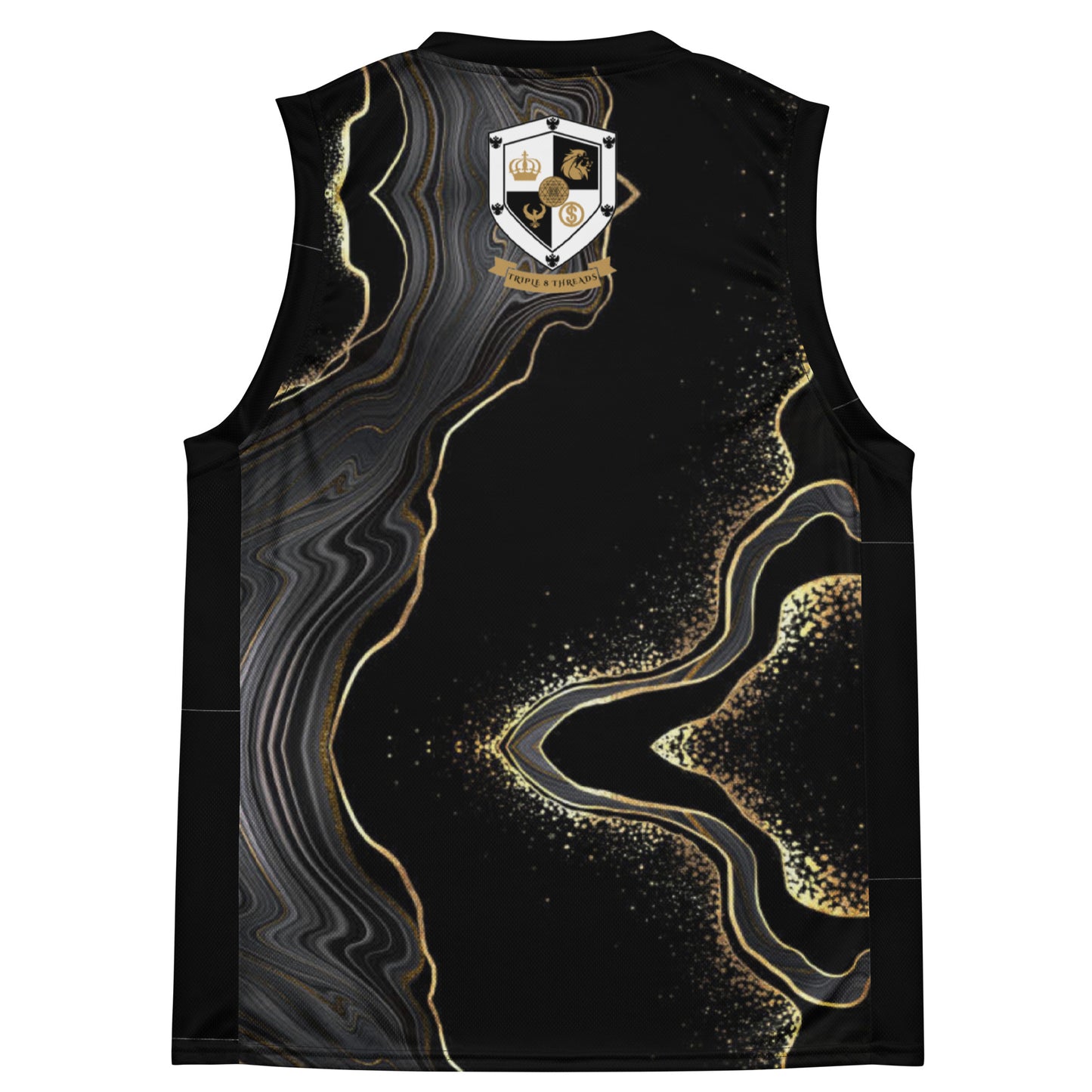 8xquiZit Collection - Deep Black N Gold Marble Unisex Basketball Jersey