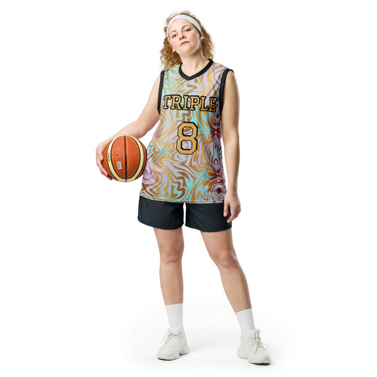 8xquiZit Collection T8T Pynk N Turq Jungle Luv  Unisex Basketball Jersey