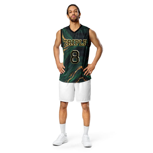 8xquiZit Collection T8T Emerald Green N Gold Marble Unisex Basketball Jersey