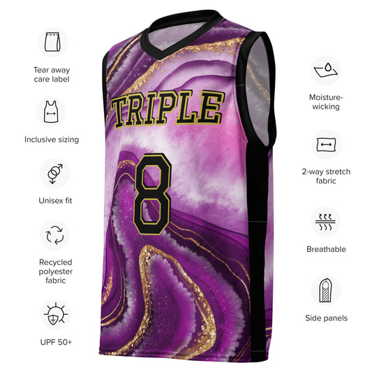 8xquiZit Collection T8T Royal Purple N Gold Marble  Unisex Basketball Jersey