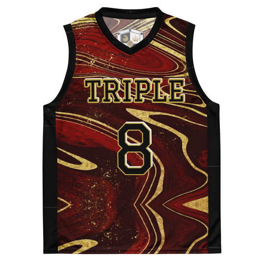 8xquiZit Collection T8T Ruby Red N Gold Marble  Unisex Basketball Jersey