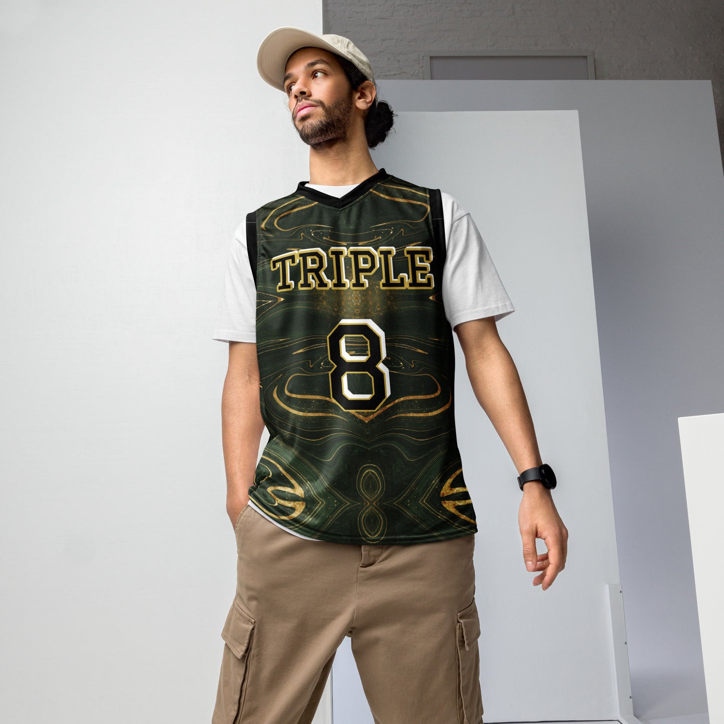 8xquiZit Collection - Green Luxury Marble Unisex Basketball Jersey