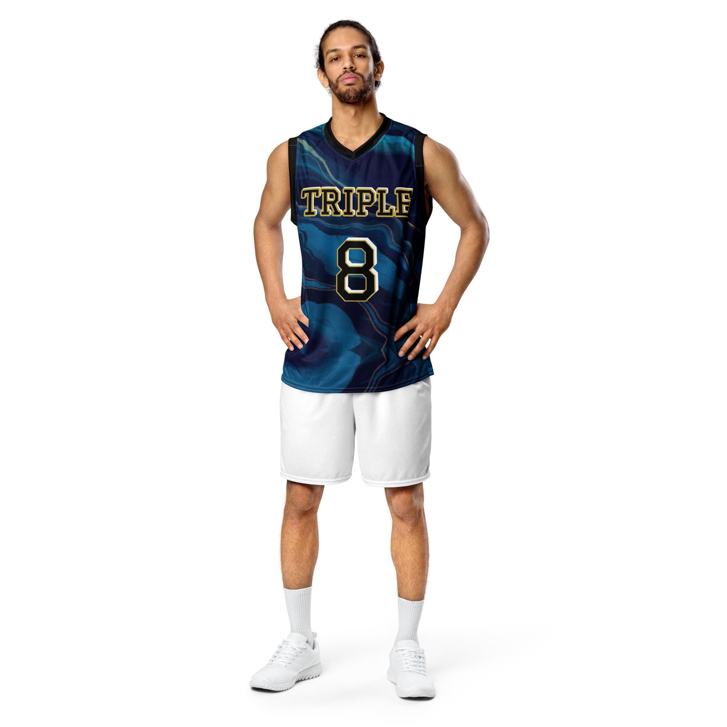 8xquiZit Collection - Ocean Viewz Blue Marble Unisex Basketball Jersey