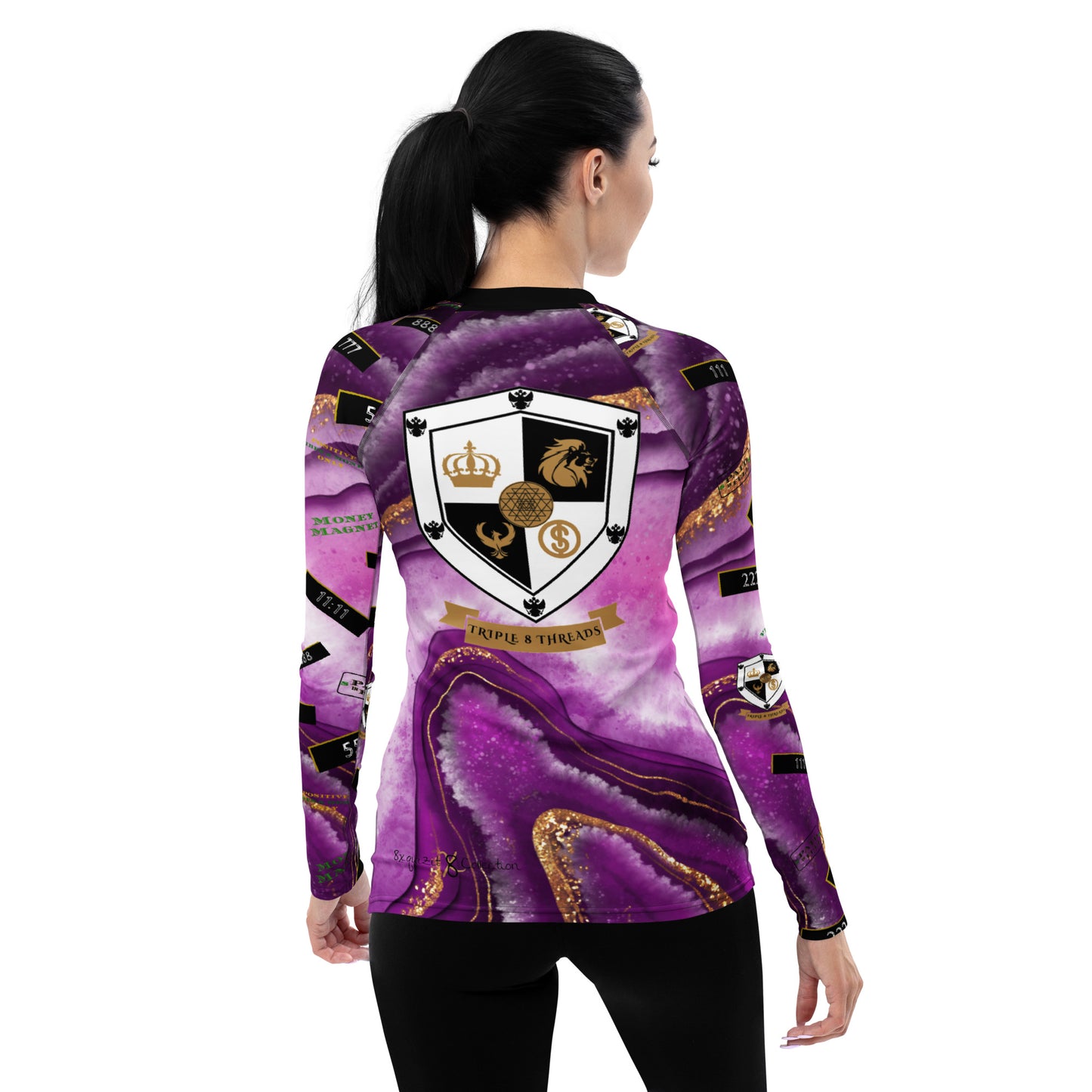 8xquiZit Collection - Women's Manifestation  Royal Purple N Gold Long Sleeve Activewear