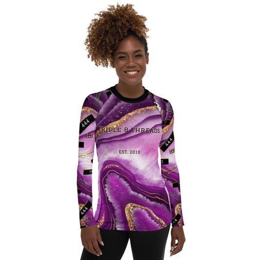 8xquiZit Collection - Women's Manifestation  Royal Purple N Gold Long Sleeve Activewear