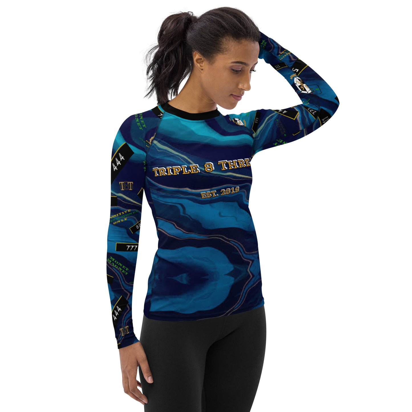 8xquiZit Collection - Women's Manifestation Ocean Viewz Blue Marble Long Sleeve Activewear