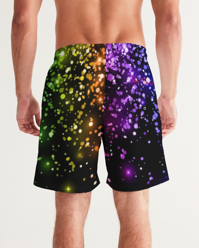 Black Rainbow Coruscate Men's Swim Trunk