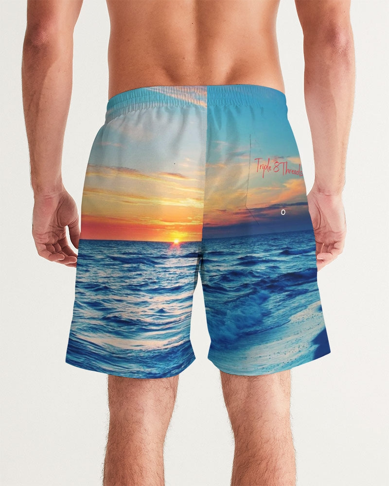 Beach Sunset - Blue Men's Swim Trunk