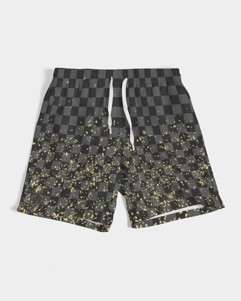 Check Blk n Gry - Gold Men's Swim Trunk