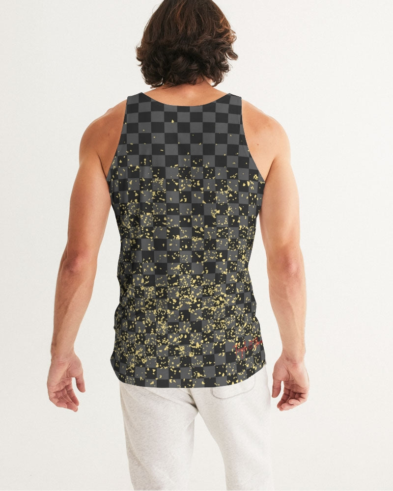 Check Blk n Gry - Gold Men's Tank