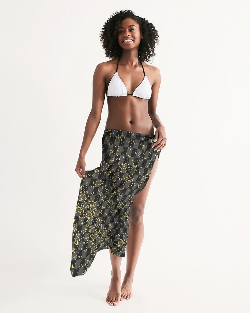 Check Blk n Gry - Gold Swim Cover Up