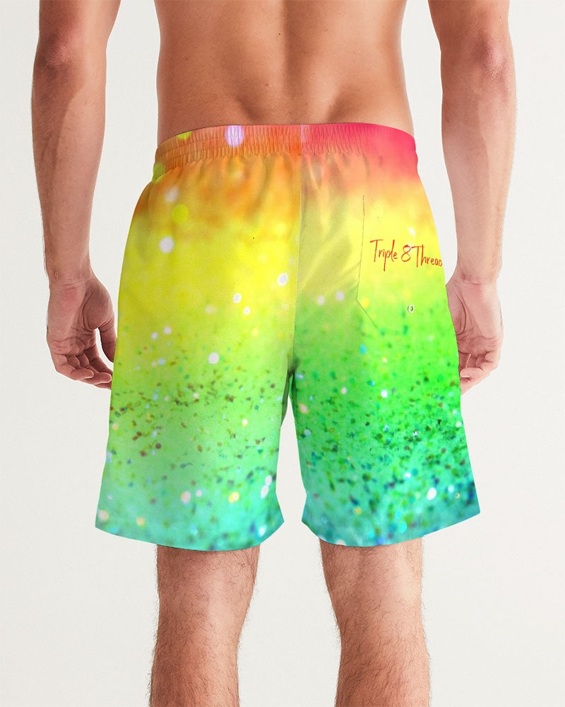 Rainbow Faded Coruscate Men's Swim Trunk