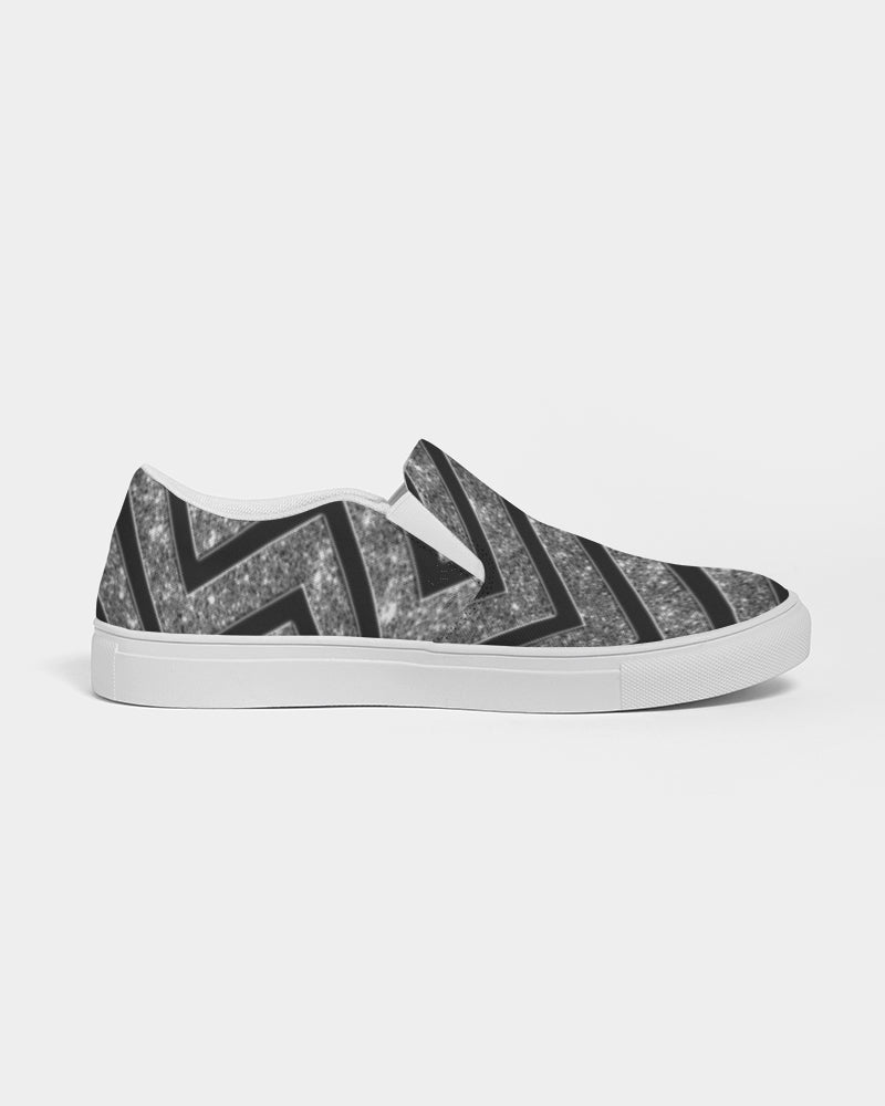 Silver n Black Coruscate Men's Slip-On Canvas Shoe