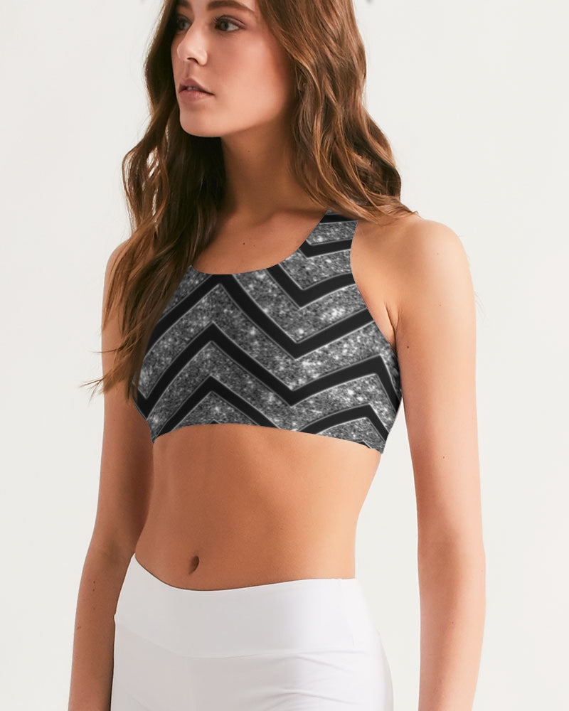 Silver n Black Coruscate Women's Seamless Sports Bra