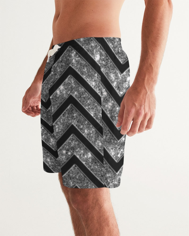 Silver n Black Coruscate Men's Swim Trunk