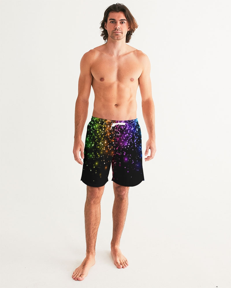 Black Rainbow Coruscate Men's Swim Trunk