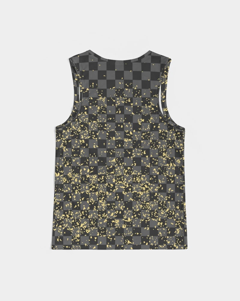 Check Blk n Gry - Gold Men's Sports Tank