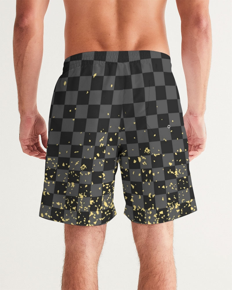 Check Blk n Gry - Gold Men's Swim Trunk