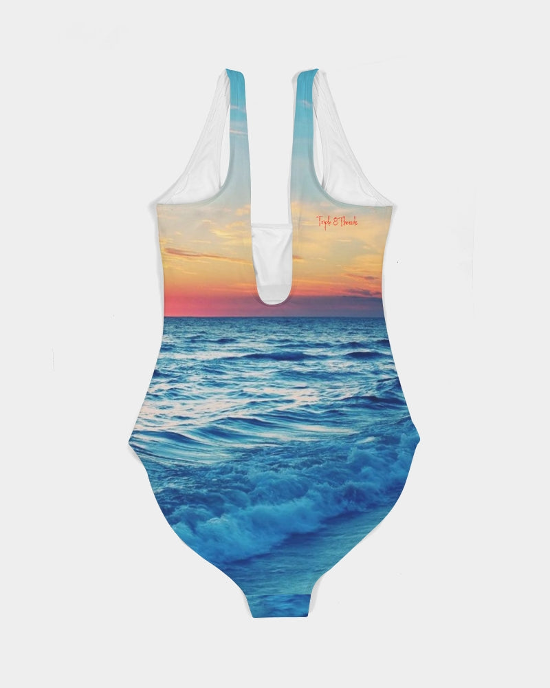 Beach Sunset - Blue Women's One-Piece Swimsuit