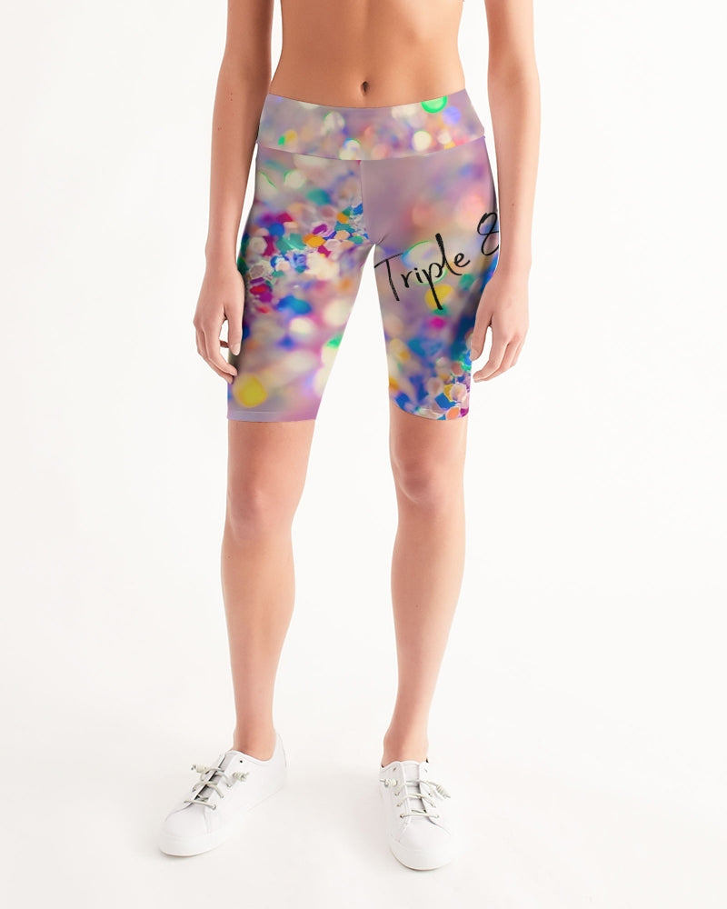 Rainbow Jewels Coruscate Women's Mid-Rise Bike Shorts