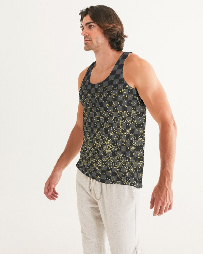 Check Blk n Gry - Gold Men's Tank