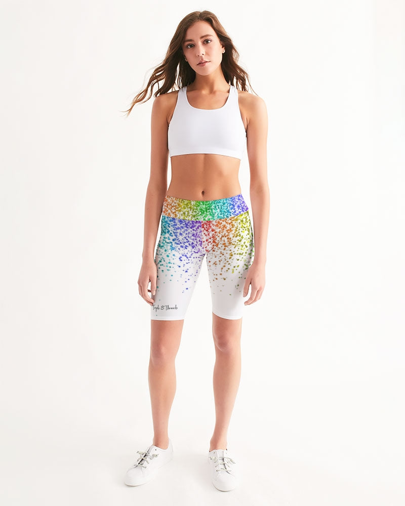 Rainbow Coruscate 2 Women's Mid-Rise Bike Shorts