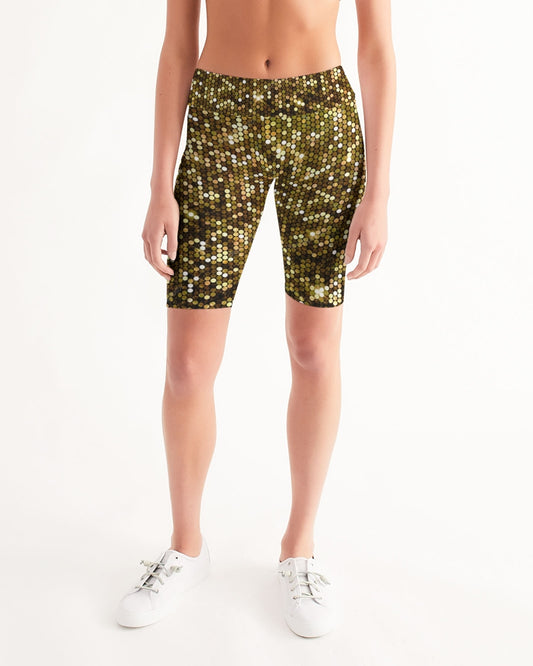 Gold Coruscate Women's Mid-Rise Bike Shorts