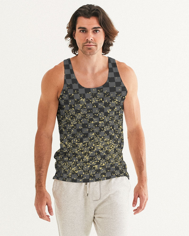 Check Blk n Gry - Gold Men's Tank