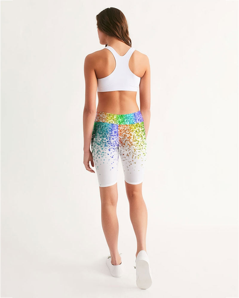 Rainbow Coruscate 2 Women's Mid-Rise Bike Shorts