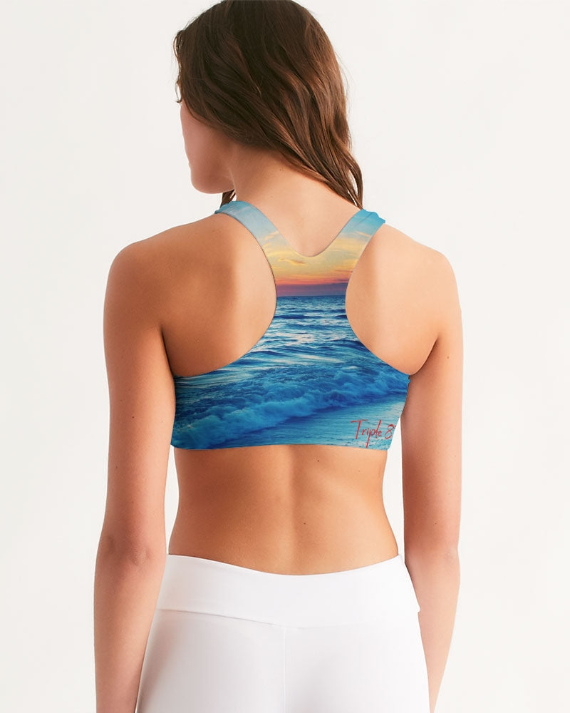 Beach Sunset - Blue Women's Seamless Sports Bra