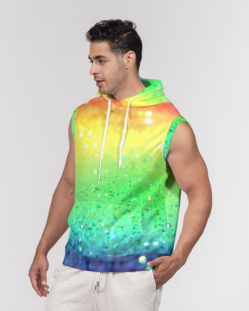 Rainbow Faded Coruscate Men's Premium Heavyweight Sleeveless Hoodie
