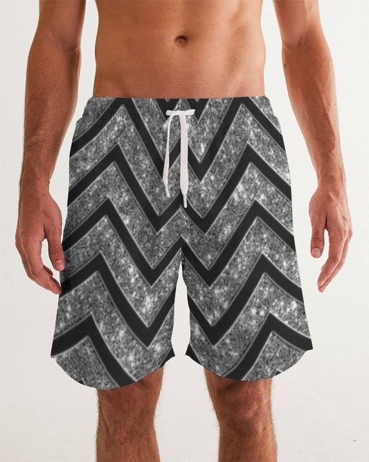 Silver n Black Coruscate Men's Swim Trunk