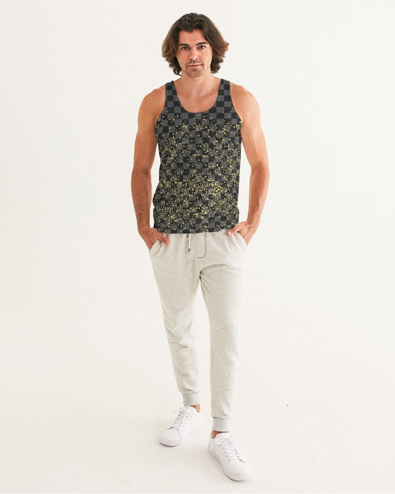 Check Blk n Gry - Gold Men's Tank