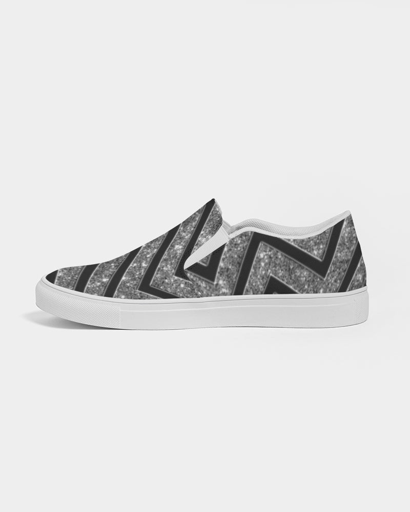 Silver n Black Coruscate Men's Slip-On Canvas Shoe