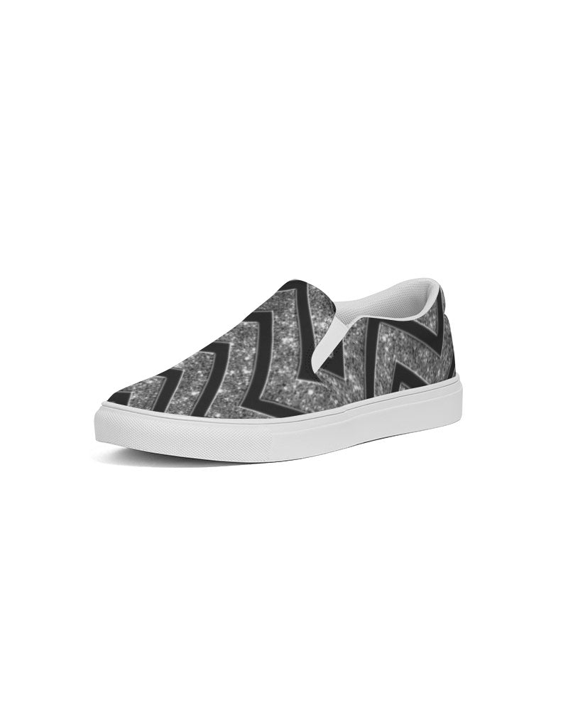 Silver n Black Coruscate Men's Slip-On Canvas Shoe