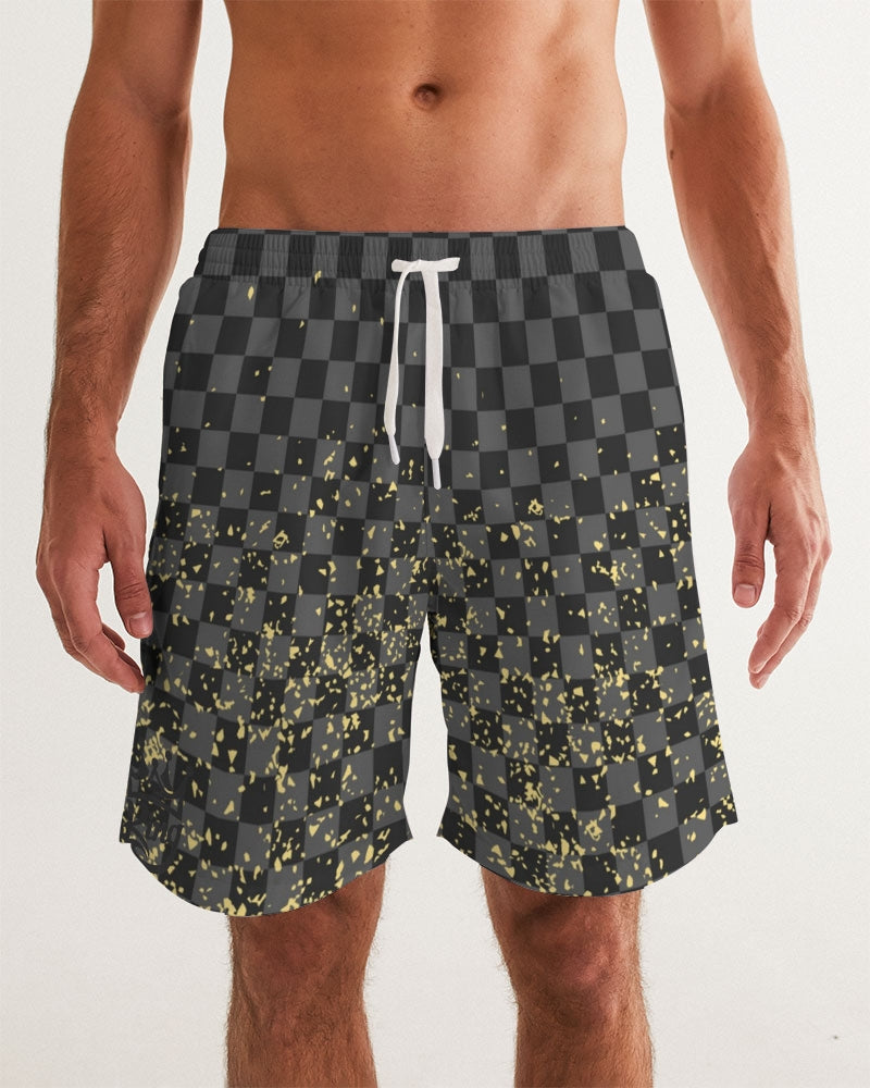 Check Blk n Gry - Gold Men's Swim Trunk