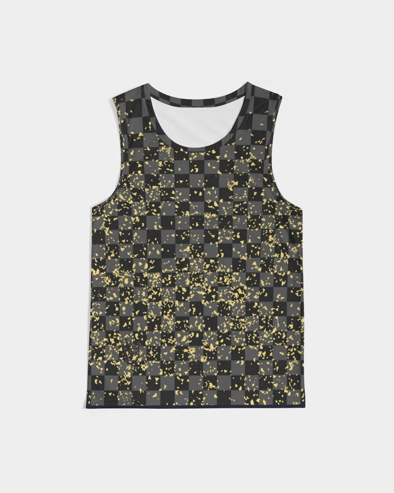 Check Blk n Gry - Gold Men's Sports Tank