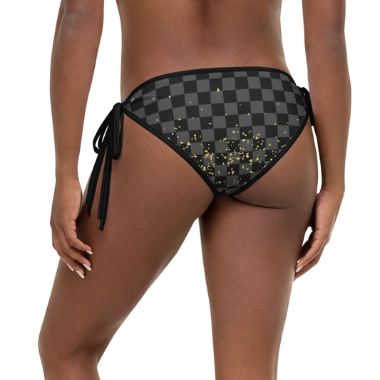 Check Blk n Gry - Gold Bikini Bottom