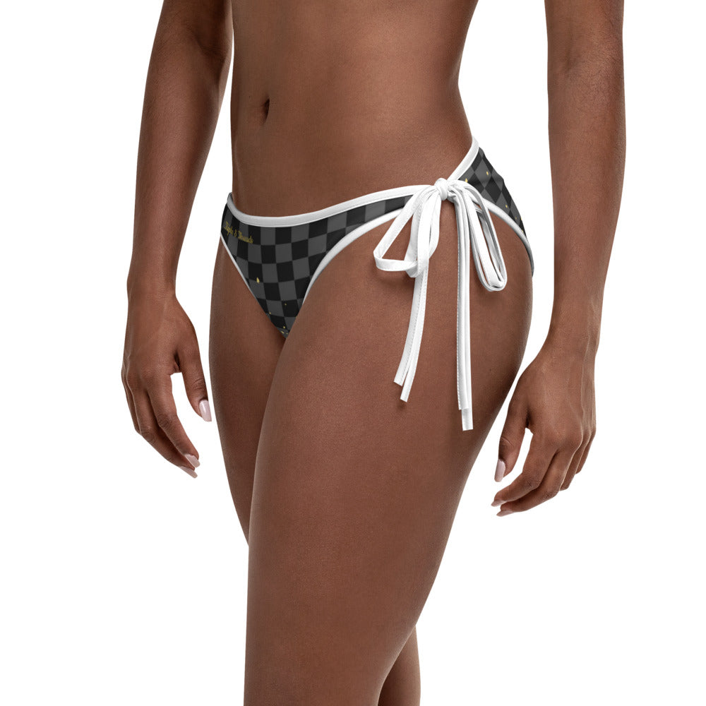 Check Blk n Gry - Gold Bikini Bottom