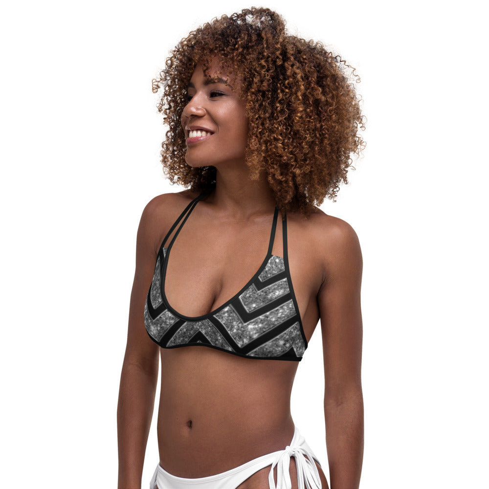 Silver n Black Coruscate Bikini Top